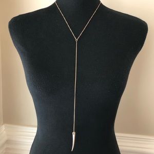 Aldo Matte Gold Y Drop Horn Pendant Adjustable Length Chain Necklace. Brand New.